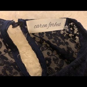 NAVY BABY DOLL DRESS with lace trim Caren Forbes